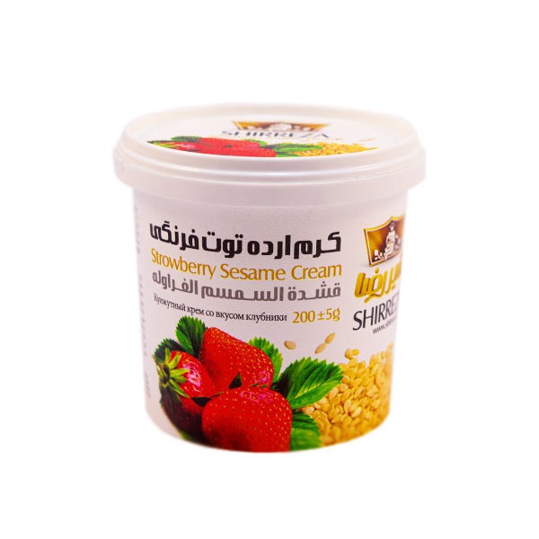 كرم ارده توت فرنگي شير رضا _ 200 گرمي 