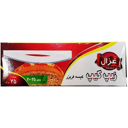 کیسه فریزر زیپ دار 20*25  جعبه ای غزال - 25 عدد