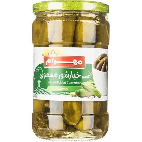 خیارشور معمولی شیشه مهرام - 650 گرم