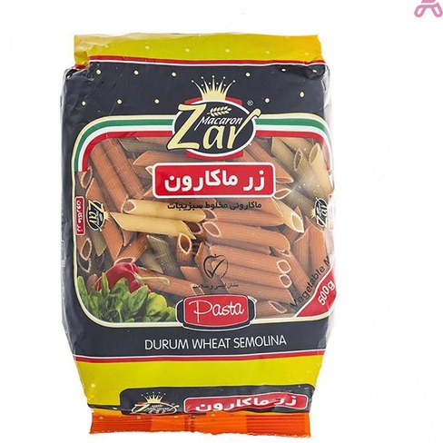 ماکارونی رشته ای مخلوط سبزیجات زرماکارون-500گرم