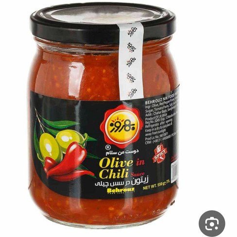 زیتون در سس چیلی بهروز-550گرم